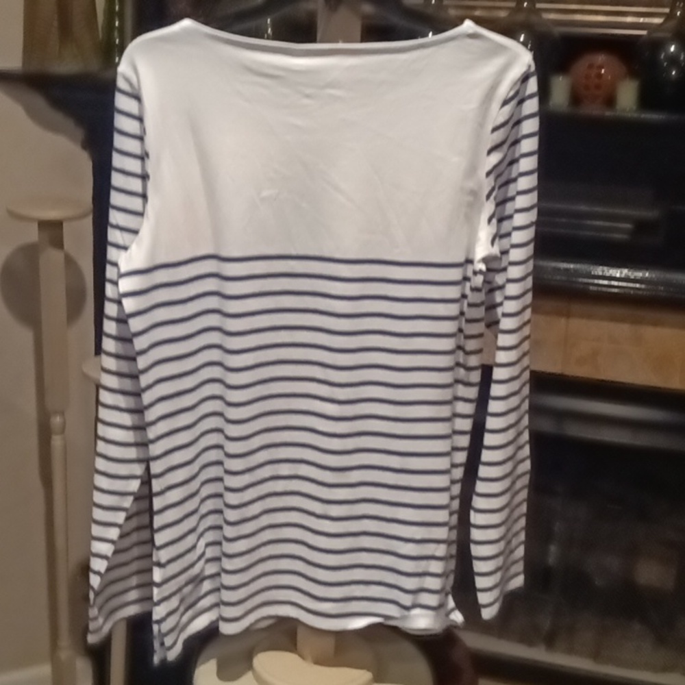 FINAL PRICE NWT Boden white & blue striped long sleeve blouse Sz 10 - Picture 6 of 6